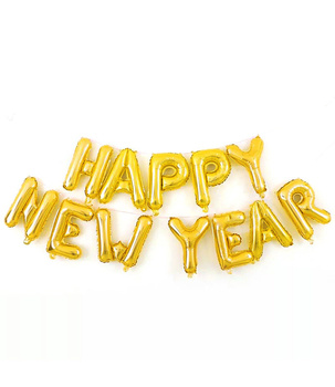 Balony foliowe napis HAPPY NEW YEAR złoty 40cm