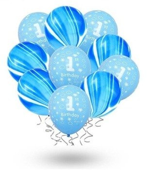 Balony zestaw urodzinowy MARMURKOWY - 10szt
