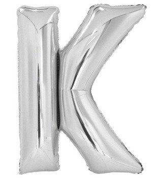 Balon foliowy 100cm - srebrna litera K