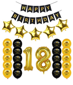 Zestaw urodzinowy czarno złoty 18