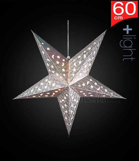 Lampion Gwiazda 60 cm Srebrny Hologram – Dekoracja Świąteczna