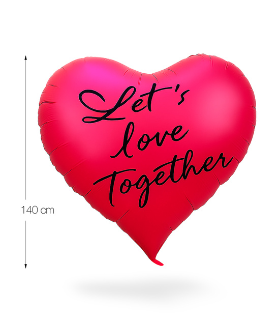 Balon foliowy serce XXXL 150 cm różowy z napisem – walentynki, ślub