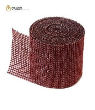 Taśma z cyrkoniami 12cm x 1m - burgund