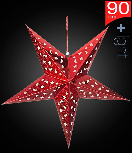 Lampion Gwiazda 90 cm Czerwona– Dekoracja Świąteczna, Ozdoba Wisząca