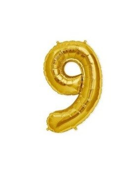 Balon foliowy 40cm - złota cyfra 9