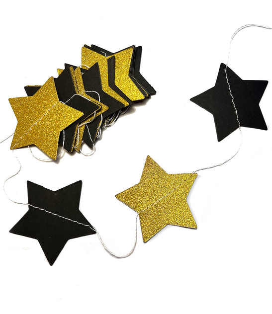 Girlanda papierowa GWIAZDKI czarno-złote 2M