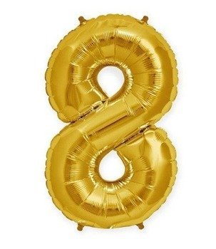 Balon foliowy 100cm - złota cyfra 8