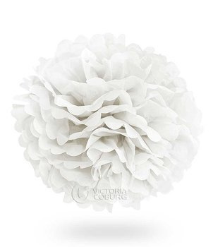 Pompon z bibuły KULA 50cm - biały