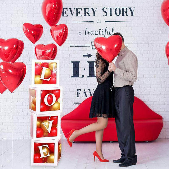 Pudełka dekoracyjne z napisem LOVE - białe