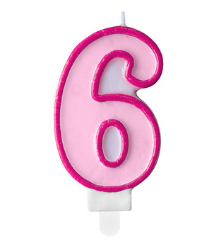 Świeczka urodzinowa różowa cyferka 6 sześć