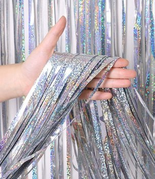 Kurtyna dekoracyjna BROKAT - srebrna