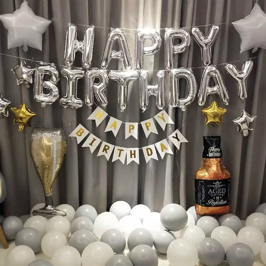 Balony foliowe napis HAPPY BIRTHDAY czarny 40cm