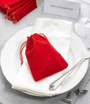 Woreczek welurowy 9x12cm - czerwony