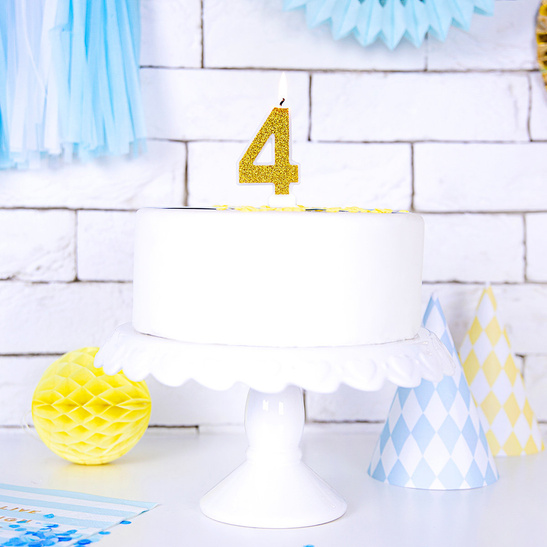 Świeczka urodzinowa złoty brokat cyfra 9 dziewięć