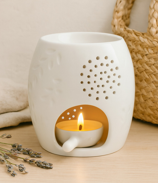 Kominek ceramiczny biały do aromaterapii 12,5 cm szkliwiony dekoracyjny