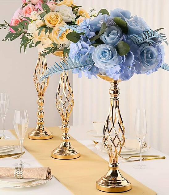 Stojak na kwiaty złoty KIELICH kwietnik 52cm