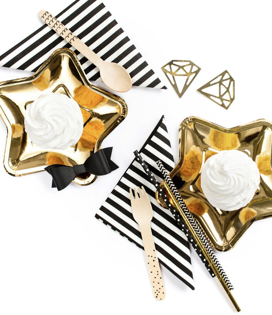 Sztućce drewniane czarny wzorek 18szt