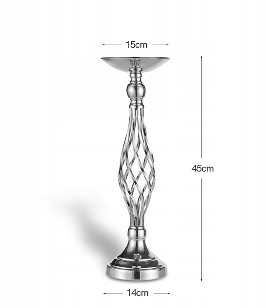 Stojak na kwiaty srebrny KIELICH kwietnik 45cm