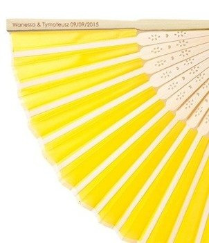 Wachlarz jedwabny z PERSONALIZACJĄ - żółty
