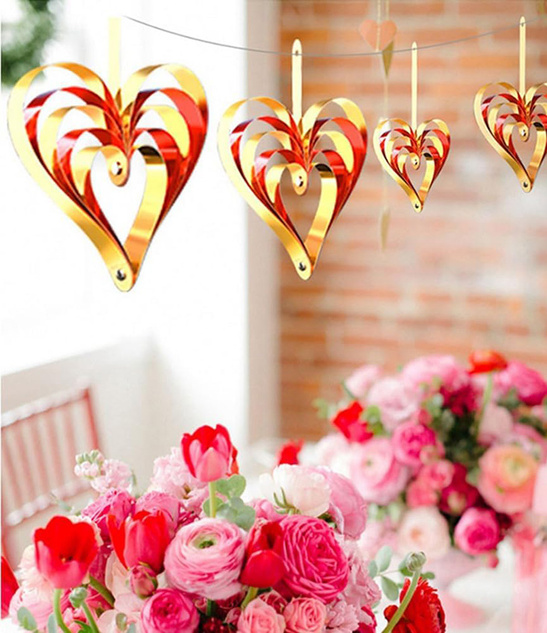 Czerwone Dekoracje Serce 3D z Papieru Lakierowanego 10-25cm