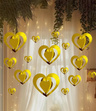 Serca dekoracyjne 3D złote 16 szt. z wstążką – zawieszki sufitowe