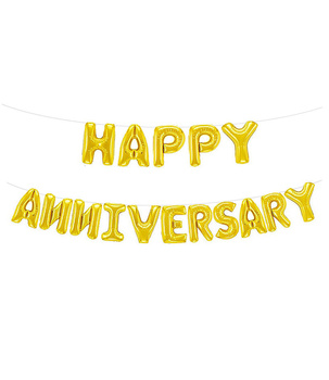 Balony foliowe napis HAPPY ANNIVERSARY złoty 40cm