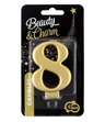 Świeczka Cyferka 8, Metaliczna Złota 8 cm – Beauty & Charm
