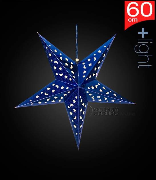 Lampion Gwiazda 60 cm Granatowy Hologram – Dekoracja Świąteczna