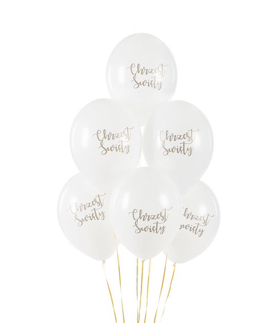 Balony 30 cm Chrzest Święty pastel white - 6szt.