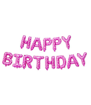 Balony foliowe napis HAPPY BIRTHDAY róż 40cm