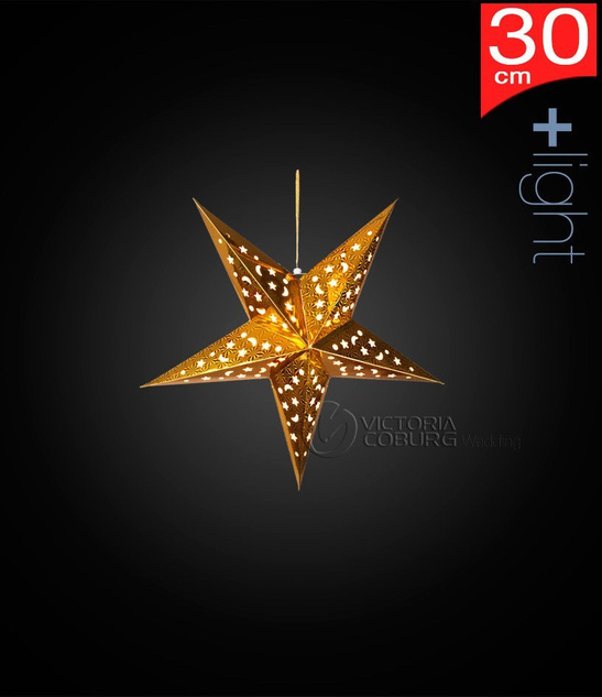 Lampion Gwiazda 30 cm Złoty – Dekoracja Świąteczna, Ozdoba Wisząca
