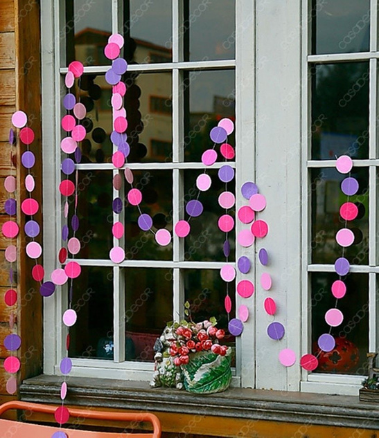 Girlandy papierowe kółeczka - turkus 4m