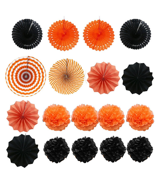 Zestaw Urodzinowy 21szt Dekoracje Czarno-Pomarańczowe Halloween