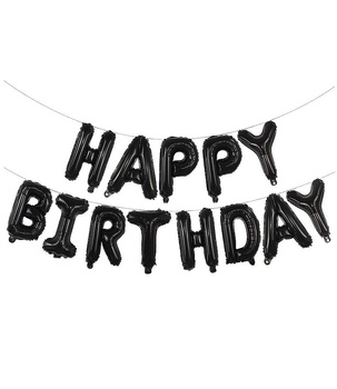 Balony foliowe napis HAPPY BIRTHDAY czarny 40cm