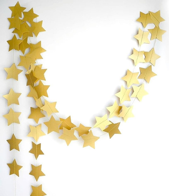 Girlandy papierowe - GWIAZDKI ZŁOTE 4,5M