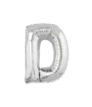 Balon foliowy 40cm - srebrna litera D