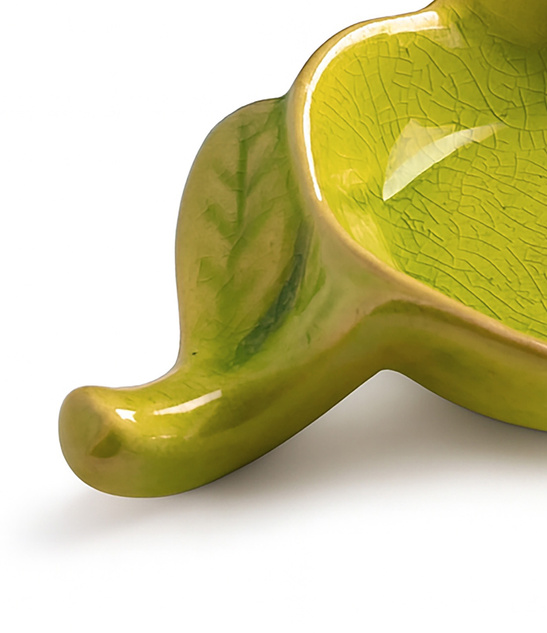 Świecznik Ceramiczny Liść Zielony na Tealight 4cm / Miseczka Sosjerka
