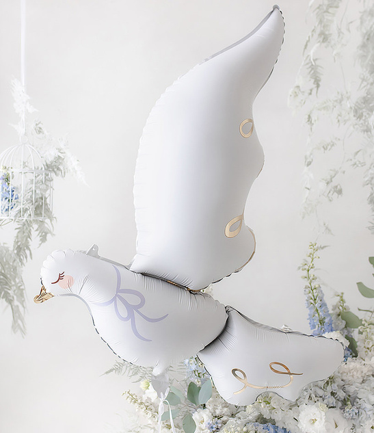 BALON foliowy biały Gołąb 80x100cm