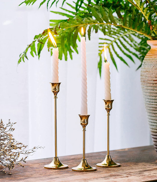 Świeczniki metalowe złote GLAMUR 3szt - 23cm