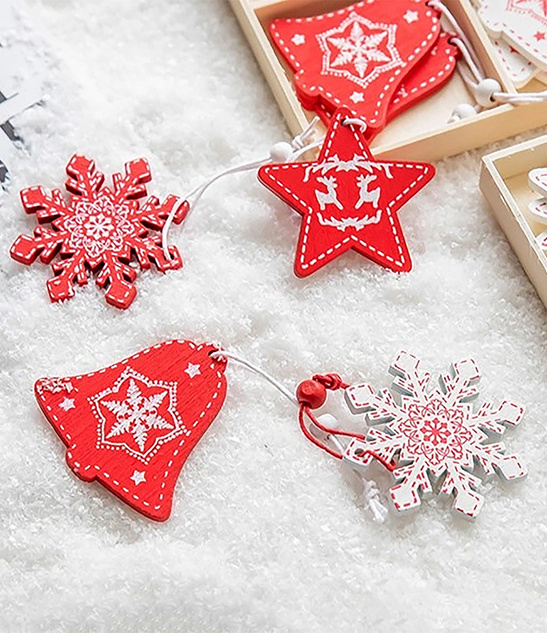 Świąteczne ozdoby choinkowe – Choinki, zestaw 12 szt., 6 cm