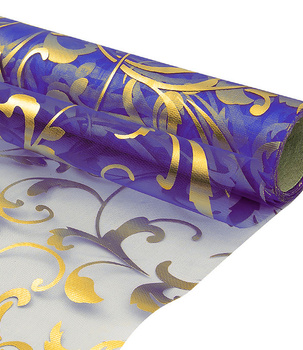 Materiał ORGANZA BIEŻNIK 36cm x 9m - chabrowy