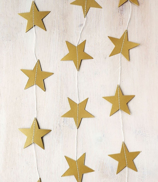 Girlandy papierowe - GWIAZDKI ZŁOTE 4,5M