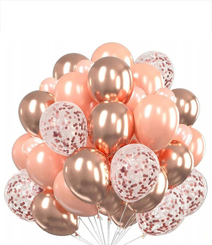 Zestaw balonów rose gold z konfetti 30 szt. – ślub, urodziny