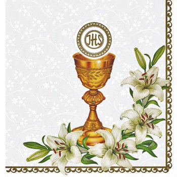 Serwetki I Komunia Święta - kielich kwiaty 20szt