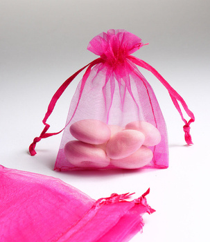 Woreczek z organzy 10x12cm - fuksja