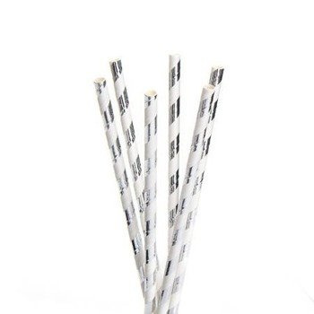 Słomki papierowe METALIC spiral srebrne EKO 25szt.