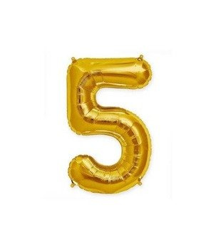Balon foliowy 40cm - złota cyfra 5