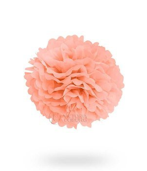 Pompon z bibuły 30cm - łososiowy