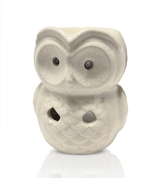 Podgrzewacz kominek do aromaterapii sowa Biały, 10,5 cm, ceramiczny