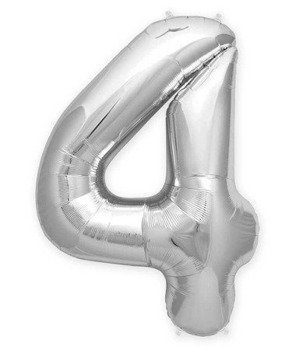 Balon foliowy 100cm - srebrna cyfra 4